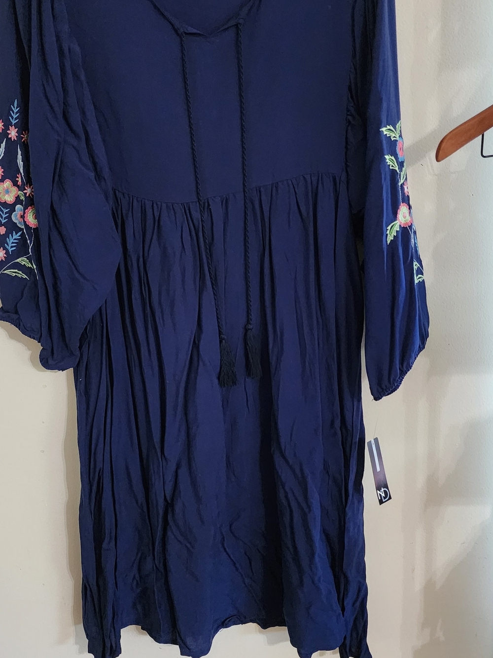 New Directions Curvy Blue Embroidered Tunic Dress - Size 2X